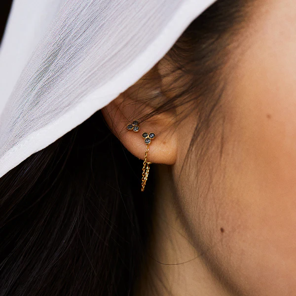 BDM – Ohrstecker Melia, vergoldet mit Strass Swarovski (hämatit) – Bild 2